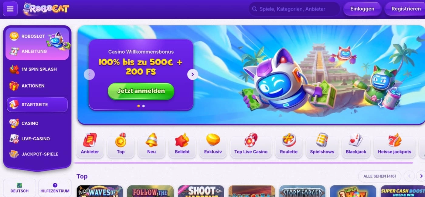 RoboCat Casino: Über 11.000 Slots verfügbar – Online Casino Österreich